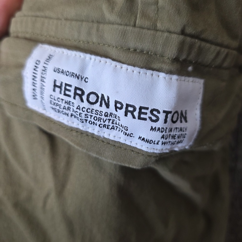 Heron Preston Pants Kid's Size 170 Army Green Cargo Jogger Pockets Drawstring - Picture 3 of 8